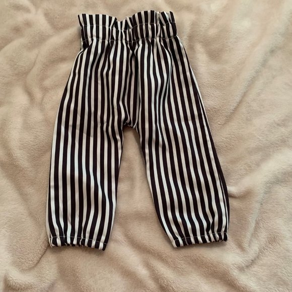 Black and Grayish/Ivory Paper Bag Waist Pants - Picture 9 of 15